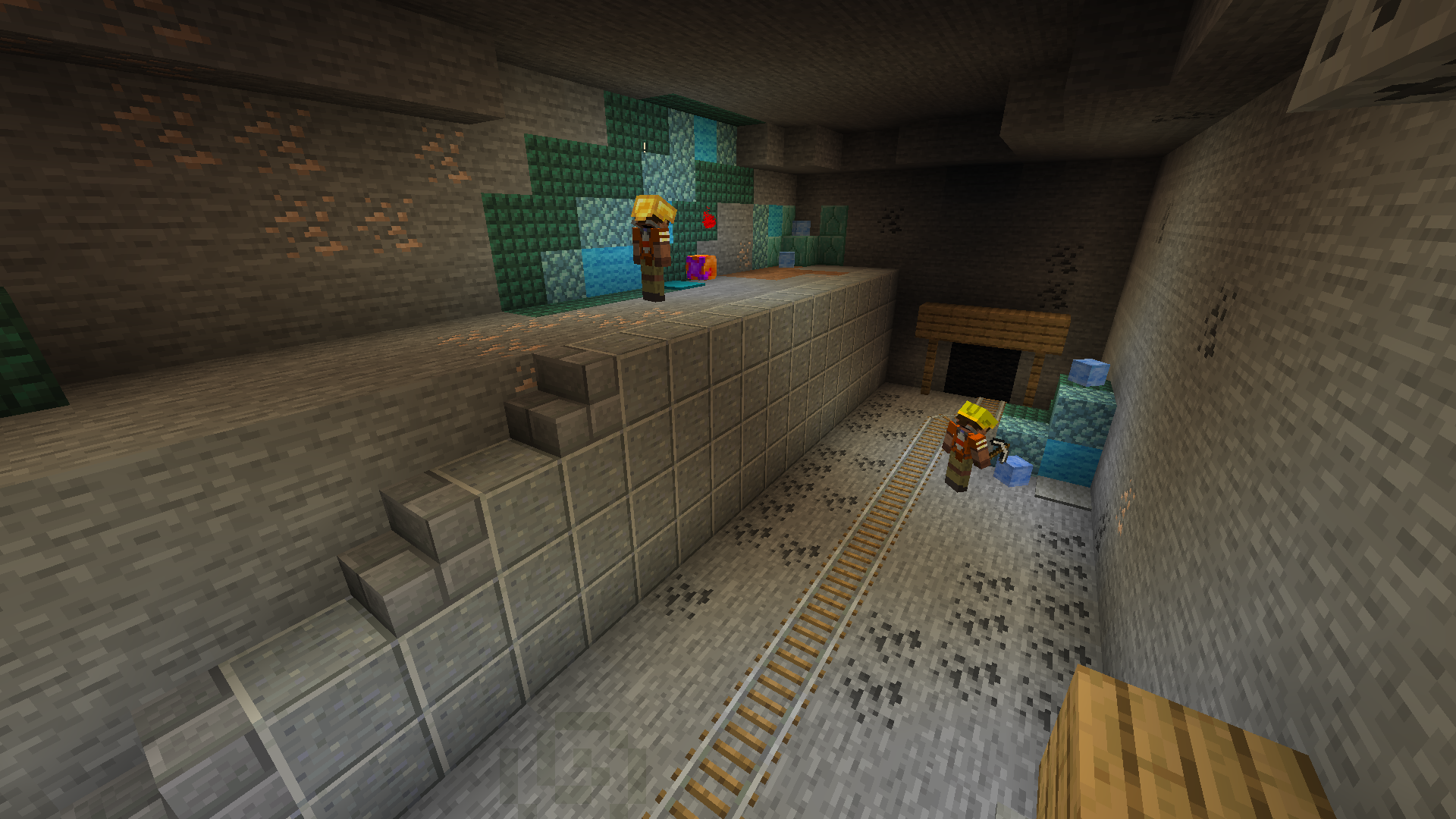 two explorers inside a cave.